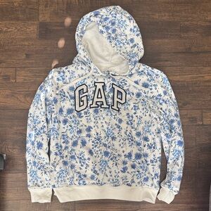 GAP White and Blue Floral Hoodie